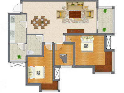 2室2厅 78.38平米户型图