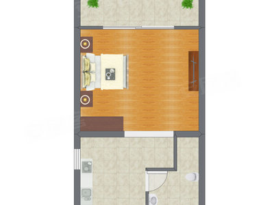1室1厅 54.71平米户型图