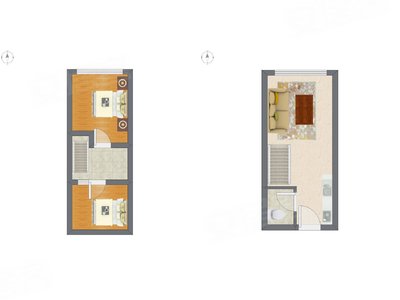 2室1厅 18.14平米