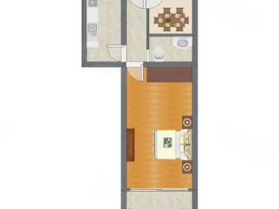 1室1厅 51.40平米