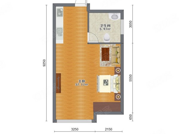 苏州金阊留园鑫苑景园鑫苑景园 1室1厅1卫 电梯房 精装修43平米出租