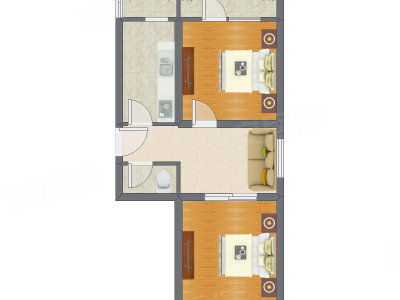 2室1厅 65.14平米