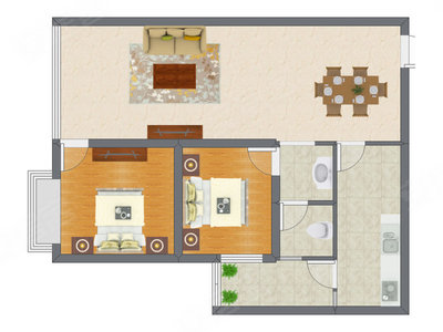 2室2厅 83.50平米户型图
