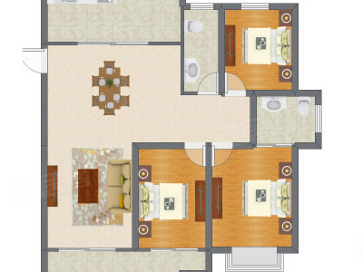 3室2厅 143.50平米户型图