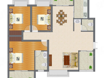3室2厅 100.55平米