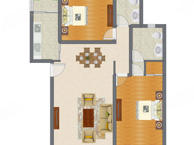 2室2厅 117.26平米户型图