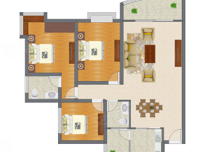 3室2厅 94.92平米户型图