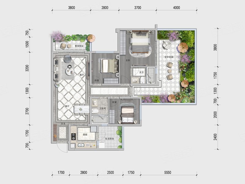 滨江郦城3室2厅98㎡89万二手房图片