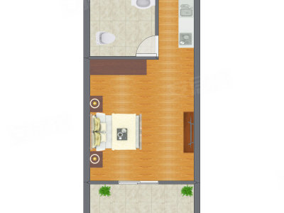 1室1厅 34.04平米