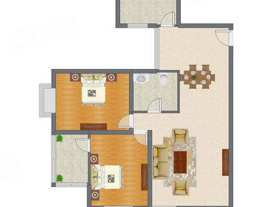 2室2厅 123.31平米户型图