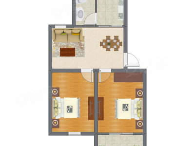 2室2厅 79.47平米户型图