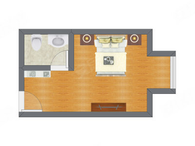 1室0厅 52.17平米户型图