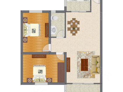 2室2厅 98.77平米户型图