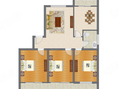 3室2厅 119.21平米户型图
