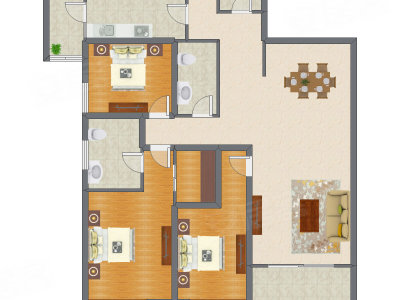 3室2厅 158.40平米
