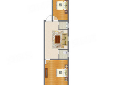2室1厅 65.50平米户型图