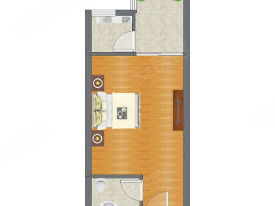 1室0厅 44.31平米户型图