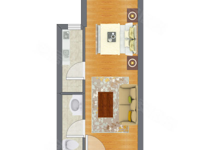 1室0厅 38.22平米户型图