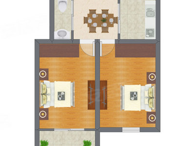 2室1厅 41.79平米