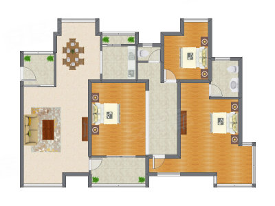 3室2厅 162.98平米户型图