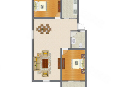 2室2厅 87.08平米户型图