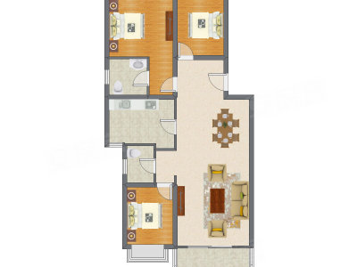 3室2厅 116.70平米户型图