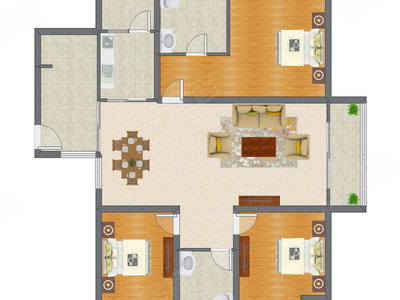 3室2厅 164.03平米