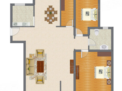 2室2厅 139.64平米户型图