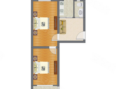 2室1厅 61.11平米户型图