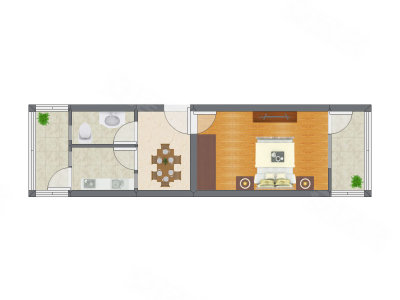 1室1厅 41.89平米户型图