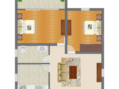 2室1厅 71.73平米