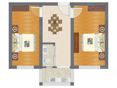 2室1厅 56.80平米