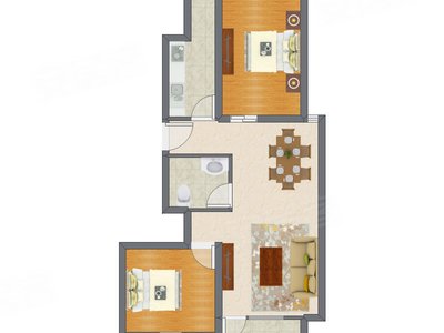 2室2厅 85.91平米