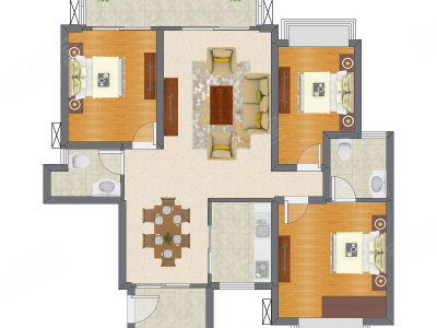 3室2厅 91.32平米