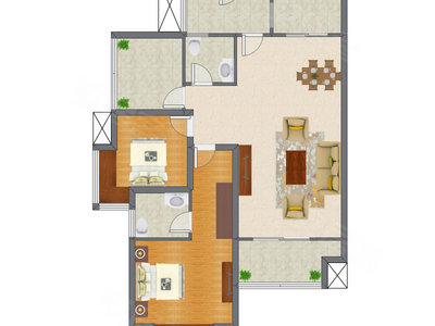 2室2厅 92.76平米