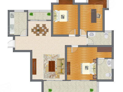 3室2厅 99.98平米