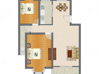 2室2厅 97.00平米户型图
