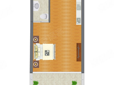 1室0厅 29.91平米户型图