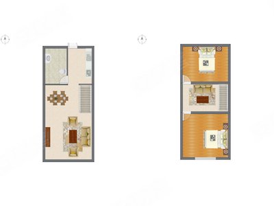 2室2厅 50.85平米
