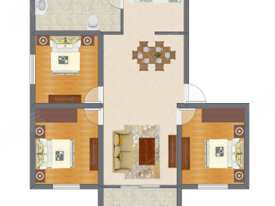 3室2厅 104.04平米
