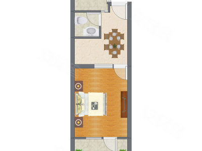 1室1厅 42.33平米户型图