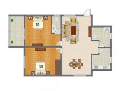 2室2厅 119.51平米户型图