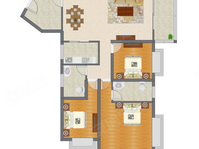 3室2厅 119.00平米户型图