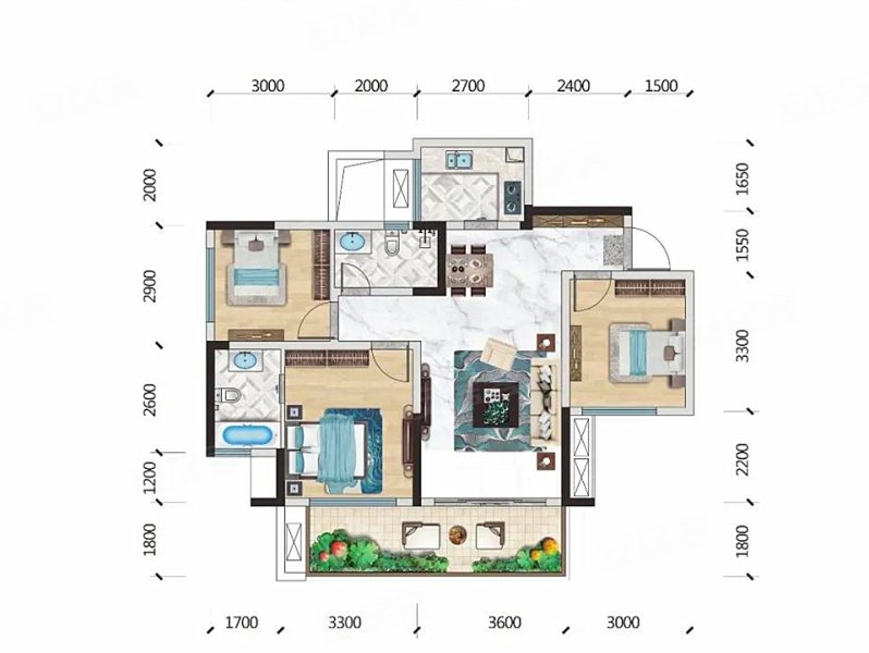 树高准现房3室可改4产权面积106只需538万