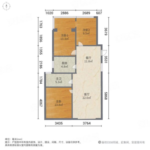 佳源都市(南区)3室2厅1卫99㎡南北115万