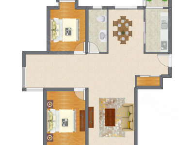 2室2厅 131.98平米户型图