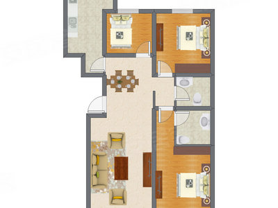 3室2厅 73.78平米