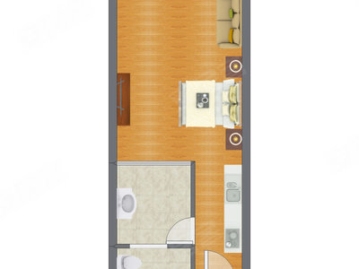 1室1厅 31.23平米