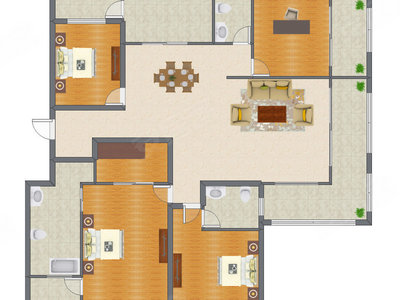 4室2厅 200.00平米户型图