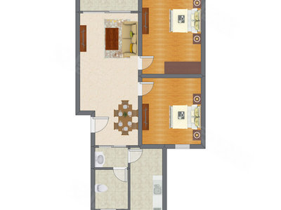 2室2厅 98.52平米户型图